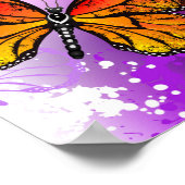 Monarchvlinders op paarse achtergrond poster (Hoek)