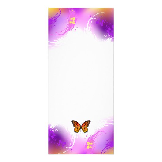 Monarchvlinders op paarse achtergrond reclamekaart (Achterkant)