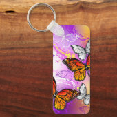 Monarchvlinders op paarse achtergrond sleutelhanger (Voorkant)
