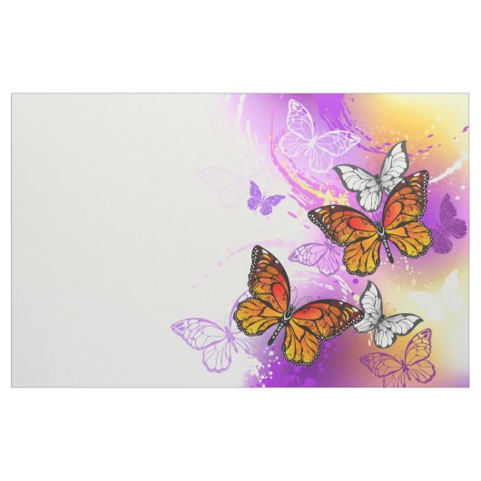 Monarchvlinders op paarse achtergrond stof (Yard (91,4 cm))