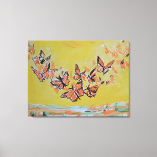 Monarchvlinders Zwermen Expressionist Canvas Afdruk