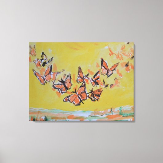 Monarchvlinders Zwermen Expressionist Canvas Afdruk (Voorkant)