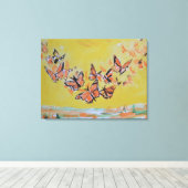 Monarchvlinders Zwermen Expressionist Canvas Afdruk (Insitu (Houten vloer))