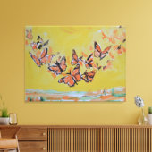 Monarchvlinders Zwermen Expressionist Canvas Afdruk (Insitu (Woonkamer))