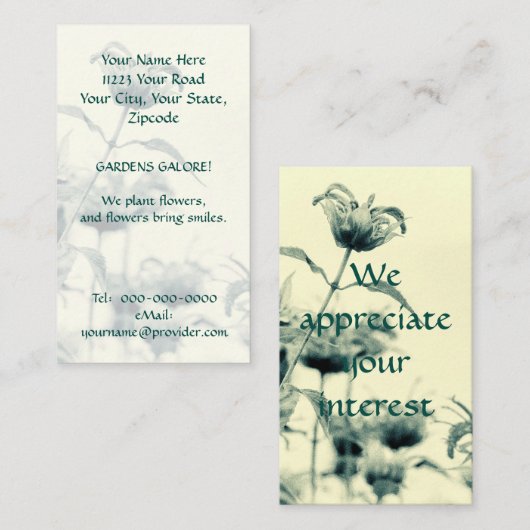 Monarda of Bee Balm Visitekaartje (Voorkant / Achterkant)