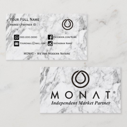 MONAT Grey Marble Visitekaartje (Voorkant / Achterkant)