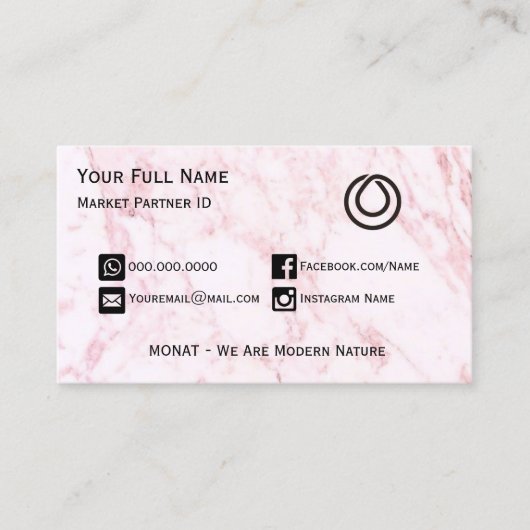 MONAT Pink Marble Visitekaartje (Voorkant)