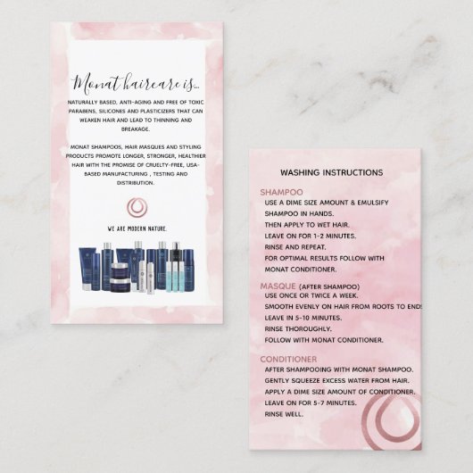 Monatspoelinstructies Visitekaartje (Voorkant / Achterkant)