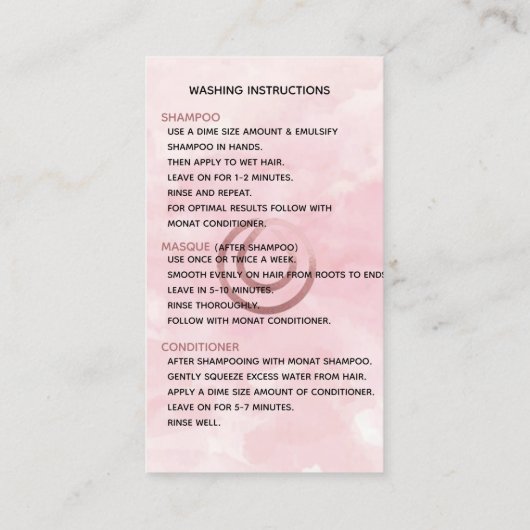 Monatspoelinstructies Visitekaartje (Achterkant)