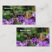 Monboogvlinder en paarse bloemen visitekaartje (Voorkant / Achterkant)