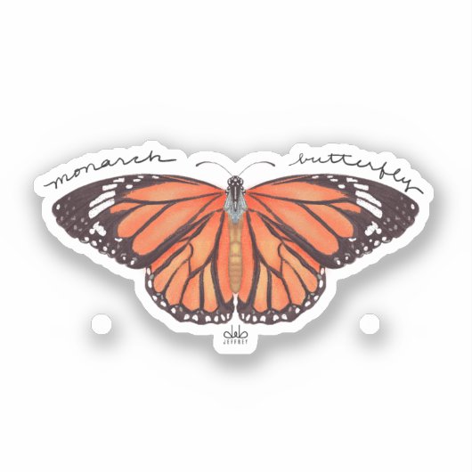 Monboogvlinder geïllustreerde sticker (Voorkant)