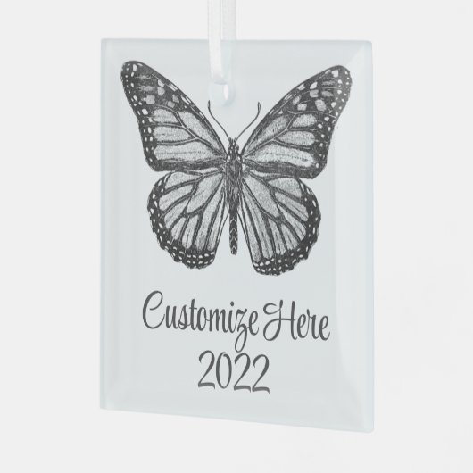 Monboogvlinder Glas Ornament (Voorkant links)