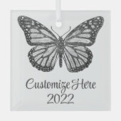 Monboogvlinder Glas Ornament (Voorkant)