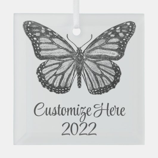Monboogvlinder Glas Ornament (Voorkant)
