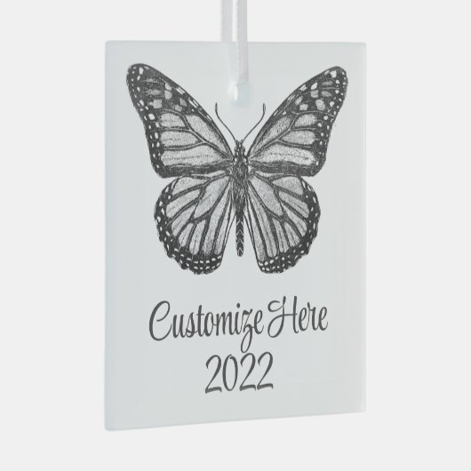 Monboogvlinder Glas Ornament (Voorkant Rechts)