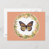 Monboogvlinder in lijst van bladeren briefkaart (Voorkant / Achterkant)
