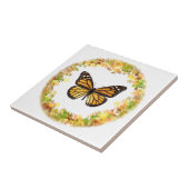 Monboogvlinder in lijst van bladeren tegeltje (Zijkant)