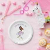 Monboogvlinder met Paarse-kanonventilator Papieren Bordje (Feest)