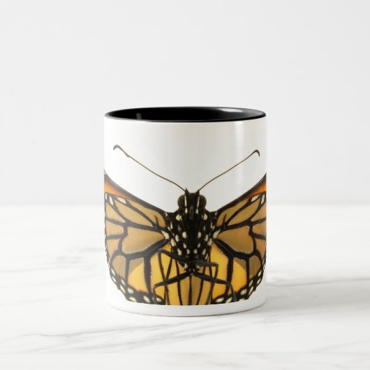 Monboogvlinder met vleugels uitgespreid tweekleurige koffiemok (Center)