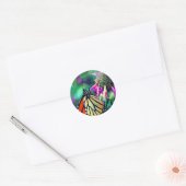 Monboogvlinder op bloemen ronde sticker (Envelop)