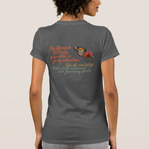 Monboogvlinder op bloemen t-shirt