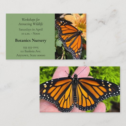 Monboogvlinder op chrysanthemabloem visitekaartje (Voorkant / Achterkant)