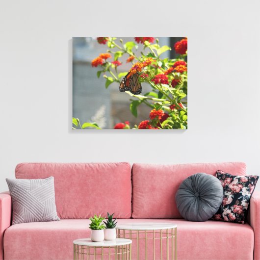 Monboogvlinder op de Struik rode vlinder Canvas Afdruk (Insitu (Woonkamer))