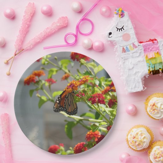 Monboogvlinder op de Struik rode vlinder Papieren Bordje (Feest)