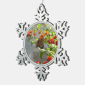 Monboogvlinder op de Struik rode vlinder Tin Sneeuwvlok Ornament (Rechts)