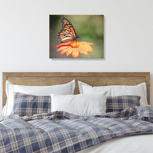 Monboogvlinder op een oranje bloem canvas afdruk (Insitu (Slaapkamer))
