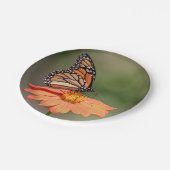 Monboogvlinder op een oranje bloem papieren bordje (Gekanteld)