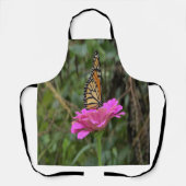 Monboogvlinder op een roze zinnievloer schort (Voorkant)