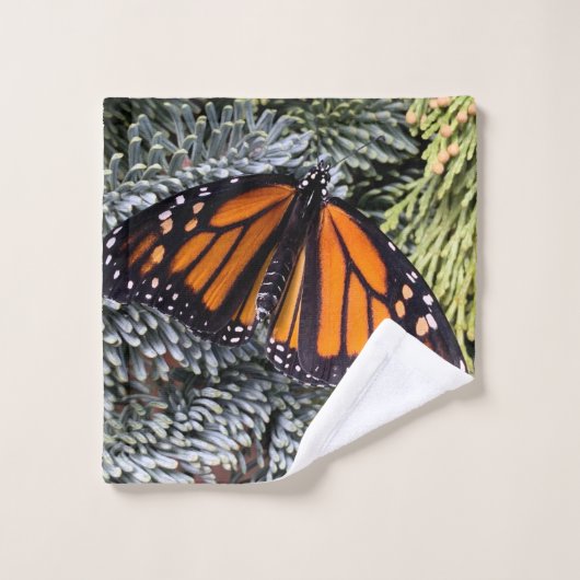 Monboogvlinder op evergreens bad handdoek (Wasdoekje)
