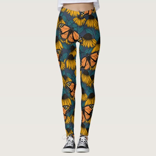 Monboogvlinder op gele naaldbomen leggings (Voorkant)