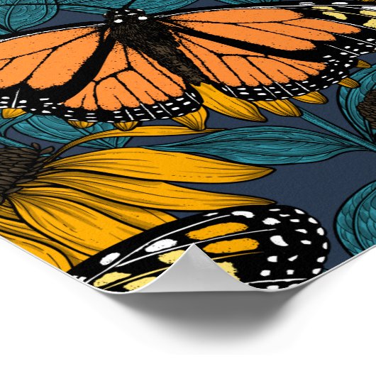 Monboogvlinder op gele naaldbomen poster (Hoek)