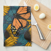 Monboogvlinder op gele naaldbomen theedoek (Quarter Fold)