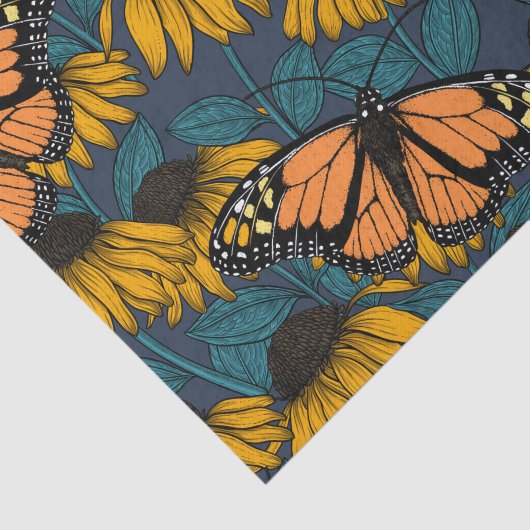 Monboogvlinder op gele naaldbomen tissuepapier (Detail)