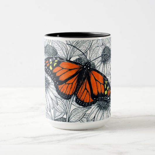 Monboogvlinder op naaldbeschermers mok (Midden)