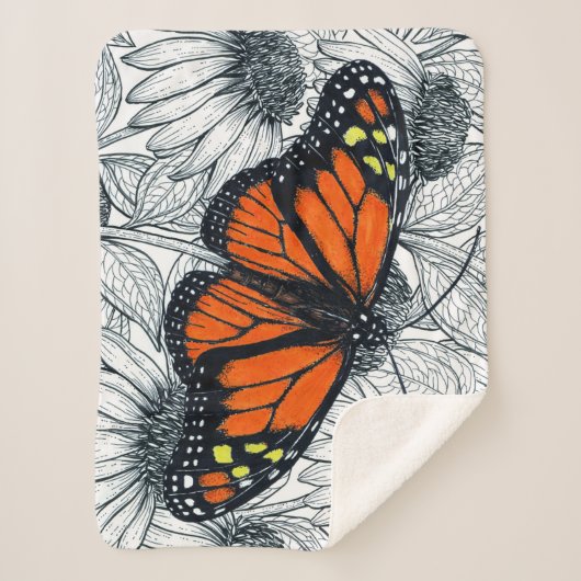 Monboogvlinder op naaldbeschermers sherpa deken (Voorkant)