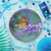 Monboogvlinder op Paarse lila ventilator Papieren Bordje (Feest)