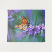 Monboogvlinder op Paarse lila ventilator Wandkleed (Voorkant (horizontaal))
