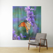 Monboogvlinder op Paarse lila ventilator Wandkleed (In situ)
