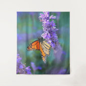 Monboogvlinder op Paarse lila ventilator Wandkleed (Voorkant)