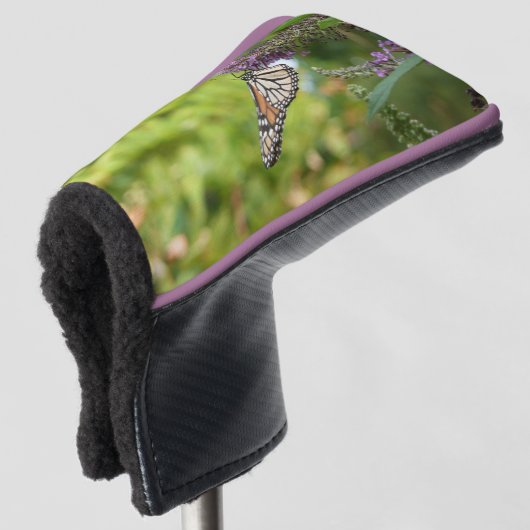 Monboogvlinder op Paarse vlinderStruik Golfheadcover (3/4 voorkant)