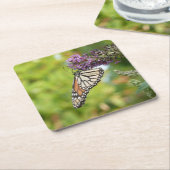 Monboogvlinder op Paarse vlinderStruik Kartonnen Onderzetters (Schuin)