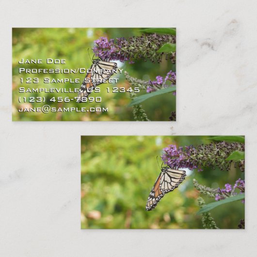 Monboogvlinder op Paarse vlinderStruik Visitekaartje (Voorkant / Achterkant)