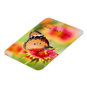 Monboogvlinder op rode en gele bloem magneet (Linkerzijde)