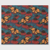 Monboogvlinder op rode naaldbomen cadeaupapier (Vlak)