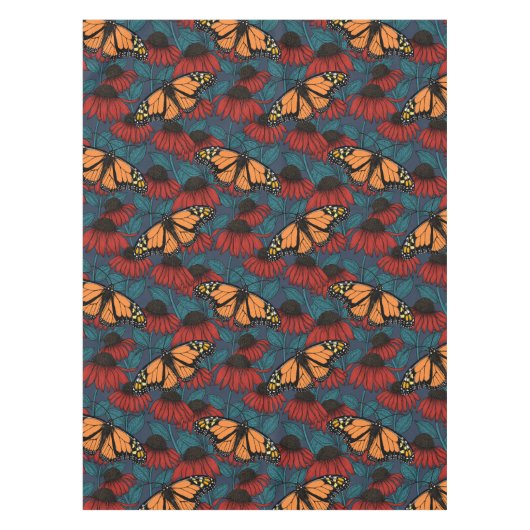 Monboogvlinder op rode naaldbomen tafelkleed (Voorkant)