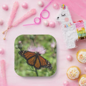 Monboogvlinder op roze Borden met schroefdraad Papieren Bordje (Feest)